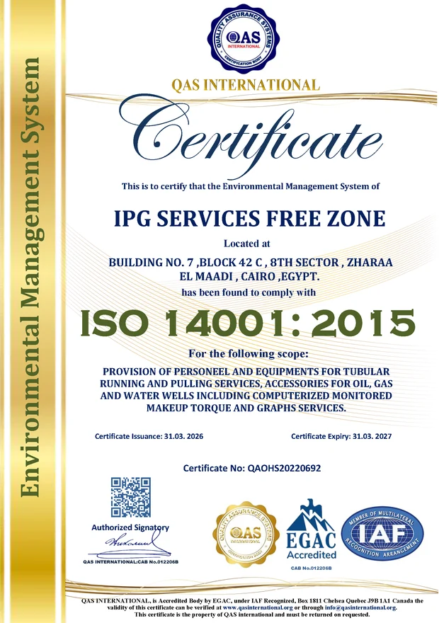 ISO 14001 Environmental Management System certificate