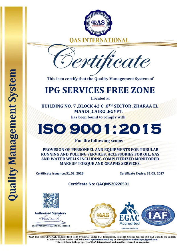 ISO 9001 Quality Management System certificate